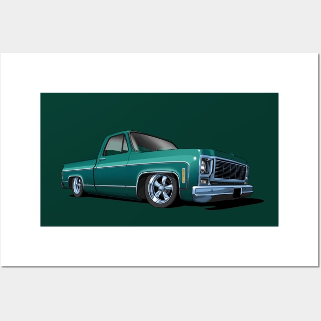 1980 Chevrolet C10 pickup in dark green Wall Art by candcretro